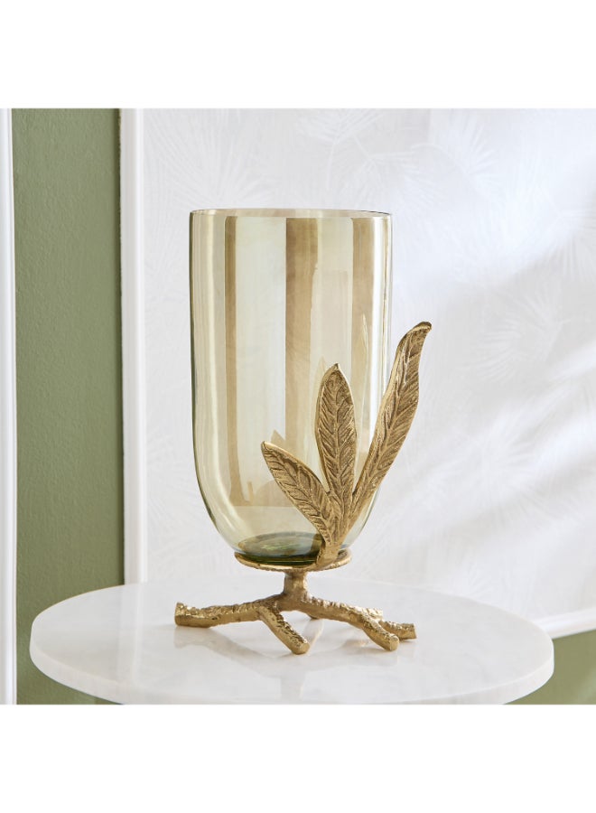 Home Box Eternity Bloom Leaf Base Vase - Gold - Image 1